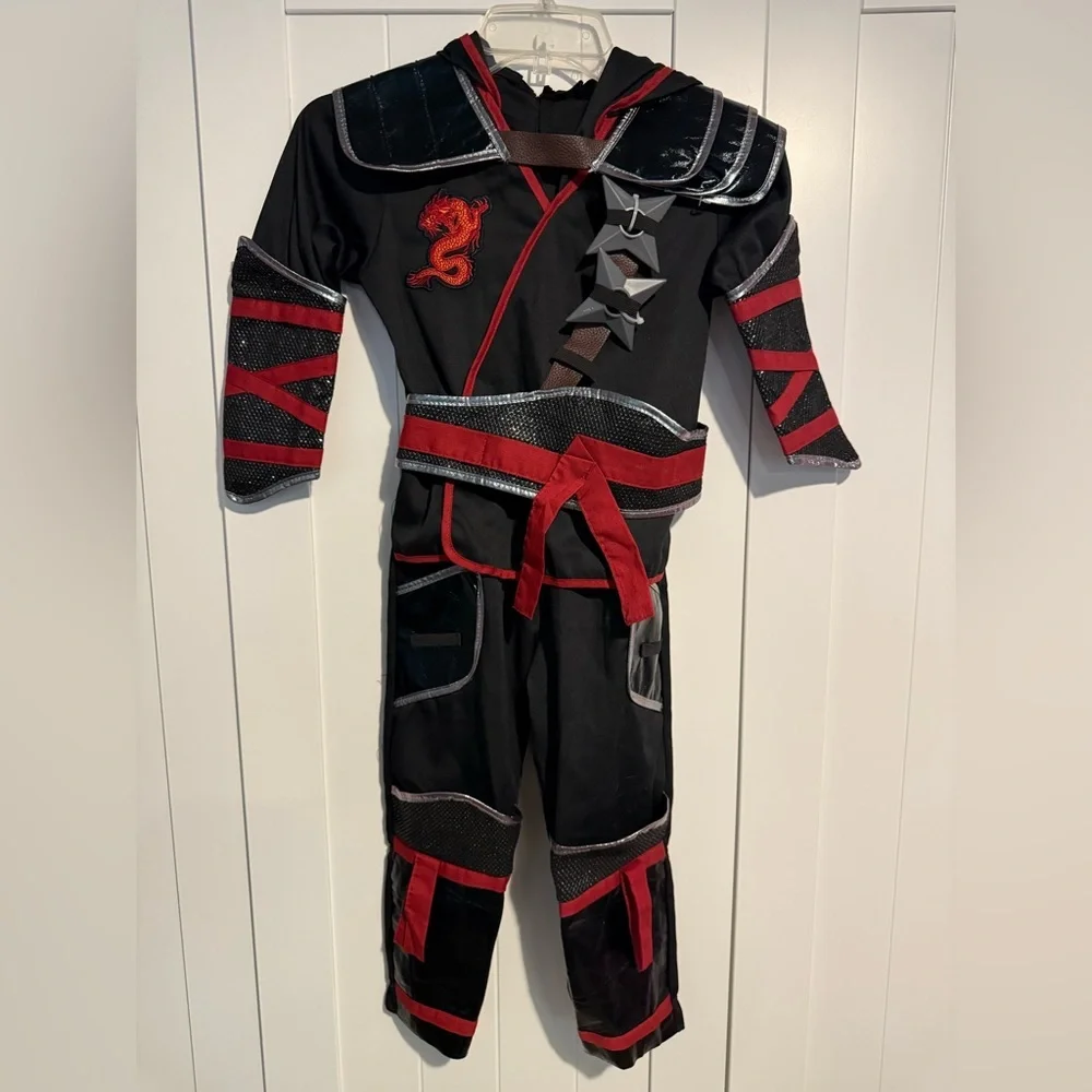 Kids Black & Red Dragon Ninja Costume Size 5-6 Halloween, Dress-Up, Costume Only